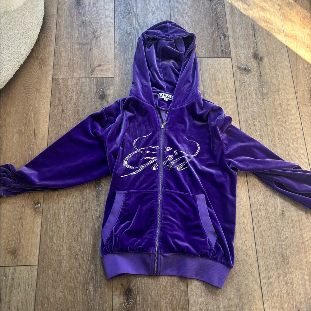 I. AM. GIA velour hoodie zip up
